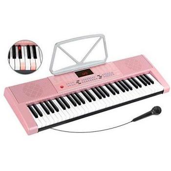61 Leucht Tasten Keyboard E-Piano Lern Klavier Sounds Rhythmen Leuchttasten pink