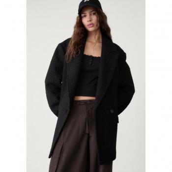 Stradivarius Nero L – Cappotto Montone Corto