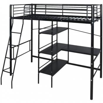 VidaXL 200 cm x 90 cm Metal Bed and Mattress Set (Black)