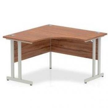 Dynamic Impulse 1200mm Corner Desk Walnut Top Silver Cantilever Leg
