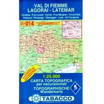 Fleimstal, Lagorai, Latemar: Wanderkarte Tabacco 014. 1:25000 (Cartes Topograh)