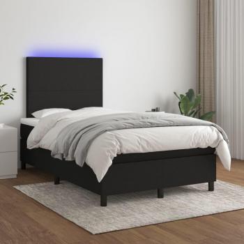 Cama de Muelles 120x200 cm con Colchón LED en Tela Negra