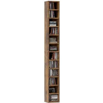 Meuble à CD/DVD HOMCOM 12 étagères – 204 places – 21×20×175 cm – couleur brun bois