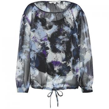 TOM TAILOR Langarm Chiffonbluse, blau gemustert