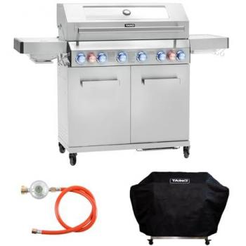 Edelstahl Gasgrill TAINO PLATINUM YAMARA 6+2 mit Abdeckhaube
