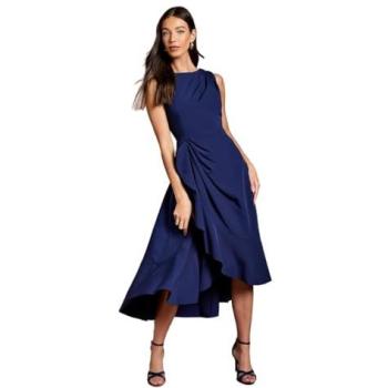 Coast Navy Crepe Ruffle Dress, Women's Size 12