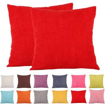 Comoco Solid Color Small Corn Striped Corduroy Decorative Cushion Cover (Yellow, 30x45cm)