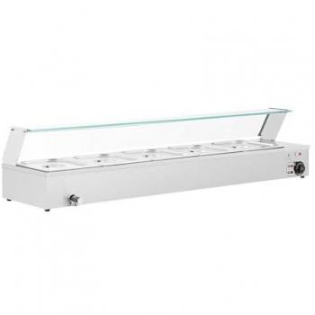 Couvercle de bain‑marin Royal Catering 2 000 W – 5×GN½ – Robinet de vidange – Verre transparent