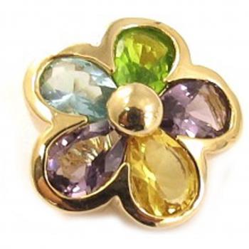 Lily's Radiant Treasures [C6898] – Collare Oro Placcato “Fiore Luccicante” Frutta Colorata