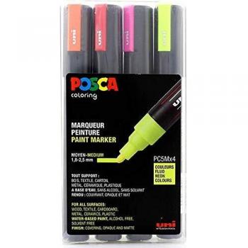 Ensemble de 4 marqueurs Posca PC5M couleurs fluo