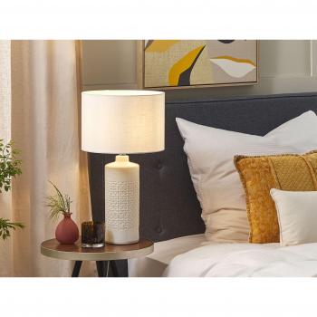 Lámpara de mesa de cerámica blanca 59 cm con pantalla brillante estilo escandinavo