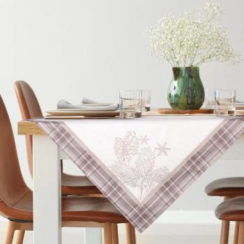 Tovaglia natalizia HOLLY con bordo a quadri 85x85 cm