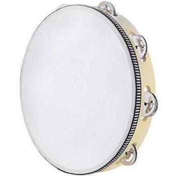 Tambourine for adults 10 inch Hand Held Drum Bell Birch Metal Jingles Percussion Gift Musical Educational Instrument for Church KTV Party