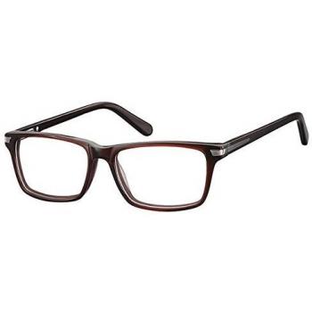 Rectangle Full Rim Plastic Men's Prescription Glasses Brown Size 49