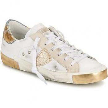 Baskets basses Philippe Model PRSX LOW WOMAN Blanc et Beige