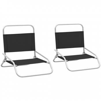 Vidaxl Chaises De Plage Pliables Lot De 2 Noir Tissu