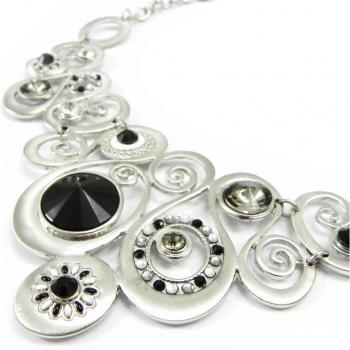Collar Sissi Moderno Negro Plata
