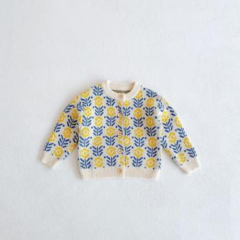 Newborn Floral Knit Cardigan Top