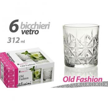 Set 6 Bicchieri Old Fashion 312 Ml Vetro Trasparente