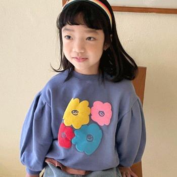 Camiseta Suelta de Manga Larga con Flores