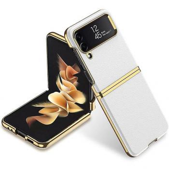 Coque Litchi Courbée Blanc pour Samsung Galaxy Z Flip4 5G