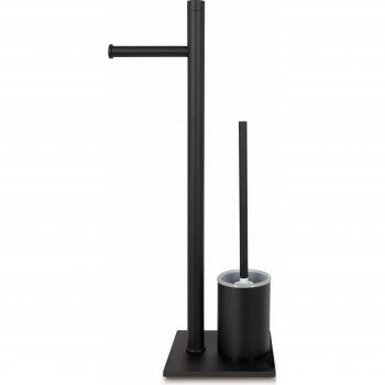 Set de escobillero y portarrollo negro mate 24x54 cm