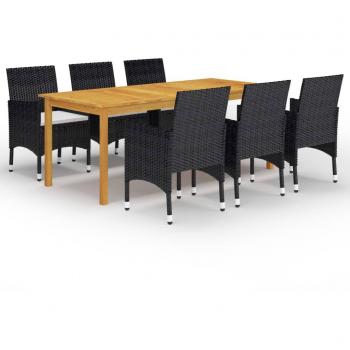 VidaXL Conjunto de comedor de jardín 7 piezas negro