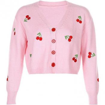Blusa de Punto Otoño Rosa Cereza