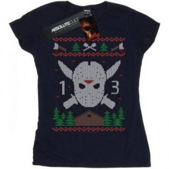 Friday 13th Women's Christmas Fair Isle Tee L black