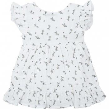 Vestido de bebé niña con motivos de flores y botonadura en la parte trasera