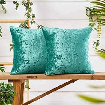 Deconovo Zierkissen‑Set, 2 Stück, Samt‑Tüll, 55 × 55 cm, Türkis