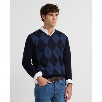 Jersey Clásico de Hombre con Rombos en Azul Marino