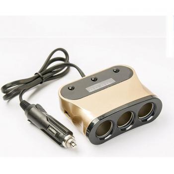 Kit de recharge automobile 120 W (3 ports) avec séparateur cigarette & affichage volt