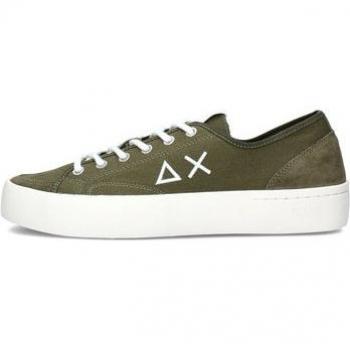 Sneakers da uomo Sun68 street canvas con inserti in pelle verde militare