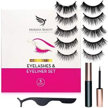 No‑Glue Magnetic Lash Bundle – 5 Pairs of 3D Lashes & Water‑Proof Eyeliner
