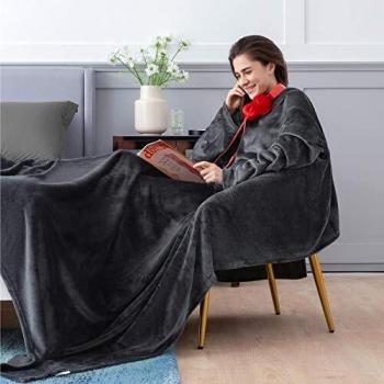 Cosy Sleeved Slanket in Ash Black