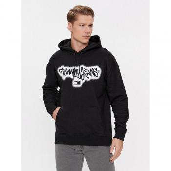 Tommy Jeans Men's Black Graffiti Hoodie Relaxed Fit M/S