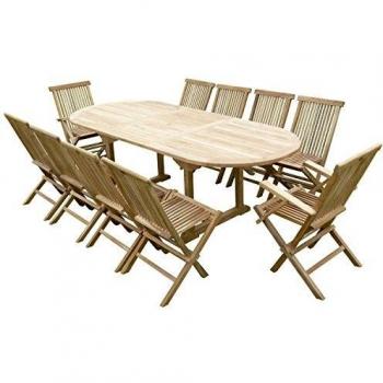 Ensemble extérieur en teck Milana 8 chaises 2 fauteuils Jenae