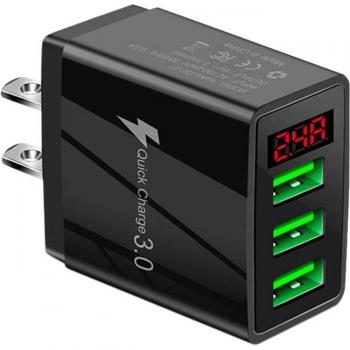 Cargador inteligente 5V 3.1A con pantalla digital y 3 salidas USB