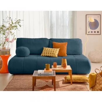 Canapé Droit Bowie 3 Places Bleu – Tissu Texturé – Bestmobilier