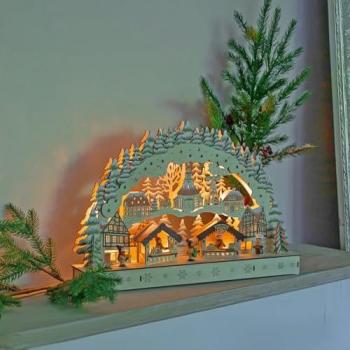 Spetebo Tischdeko LED Schwibbogen Wintermarkt