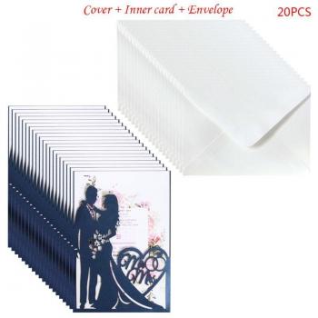20 Unidades de Tarjetas de Invitación de Boda Sr. y Sra. con Sobres
