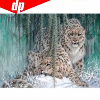 Cross-Stitch Leopard Diamond Design – 20x30