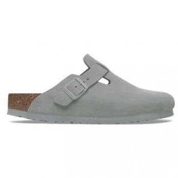 Zamschleder Pantoletten Birkenstock Boston in Braun