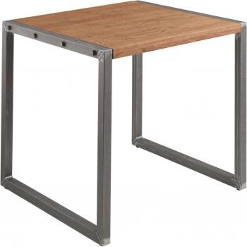 Table Carrée 80 cm – Plateau Chêne Brun, Cadre Gris