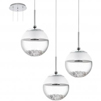 Eglo Montefio Led 3 Light Pendant in Polished Chrome and Crystal