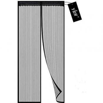 Magnetic Fly Screen Door YRH Heavy Duty Bug Mesh Curtain with Powerful Magnets and Full Frame Magic Tape, Insect Protection Door No Gap, Keep Bugs Out Lets Fresh Air in,90 * 210cm (Black)