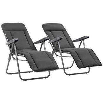 Sedia da giardino pieghevole con cuscino, set da 2, grigia