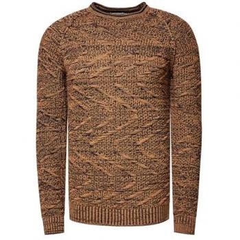 Rusty Neal Pullover für Herren, Strickdesign, Größe S, braun (camelfarben)