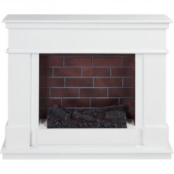 Beliani White Electric Heater with LED Log Fire Effect